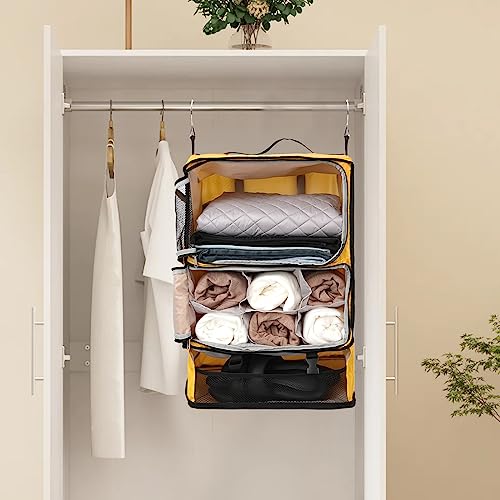 Travel Portable Hanging Shelves Closet Organizer Packing Luggage Storage with Multifunctional and Foldable Invisible Compartment