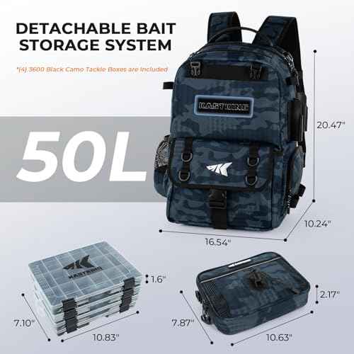 BaitSpace Fishing Backpack with Bait Binder & 2 Rod Holders