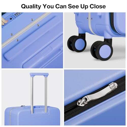 20 Inch Carry On Luggage 22x14x9 Airline Approved PC Hard Shell Suitcase Top Opening Aluminum Frame Travel Suitcases with Wheels