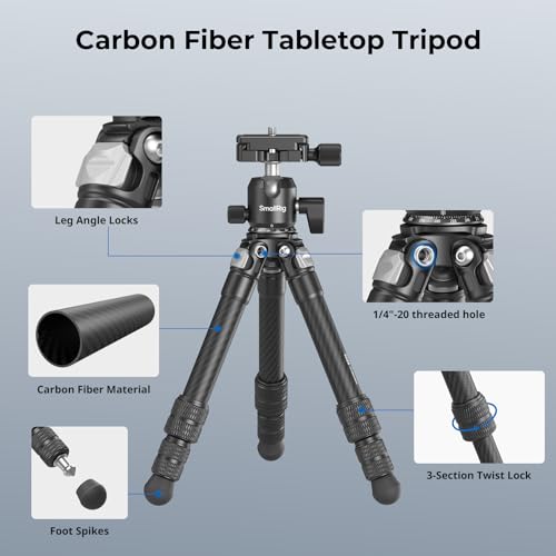 Carbon Fiber Mini Desktop Tripod with 360° Ball Head