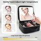 Travel Makeup Bag with LED Mirror and Light Travel Makeup Case Cosmetic Organizer Portable Cosmetic Brush Organizer Bag with Adjustable Dividers for Cosmetics Makeup Brushes Toiletry