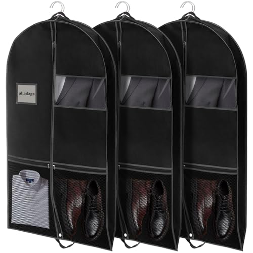 3 Pack 43" Garment Bags for Travel and Storage (3 Count)