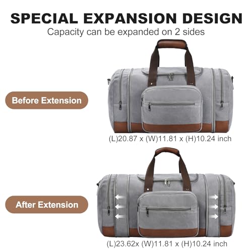50L Canvas Duffle Bag for Travel Weekend Gym Overnight Carry