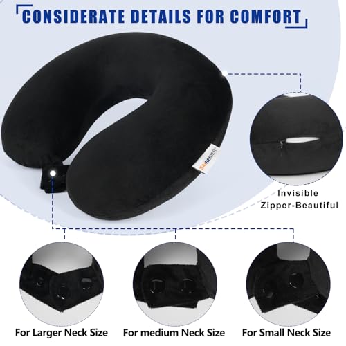Neck Pillows for Travel 100% Memory Foam Adjustable Travel Pillows with Storage Bag