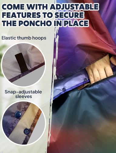Waterproof Rain Poncho for Women Packable Hooded Raincoat with Pocket