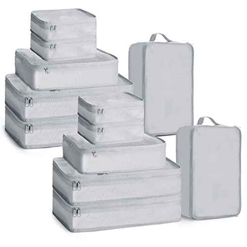 2 Packs 6 Set Travel Packing Cubes Luggage Organizer Set Lightweight Suitcase with Shoe Bag for Clothes Toiletries