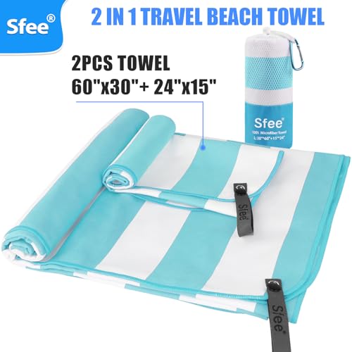 2 in 1 Microfiber Beach Towel (2 Count)