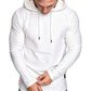 Mens Fashion Athletic Hoodies Sport Sweatshirt Solid Color Fleece Pullover White L