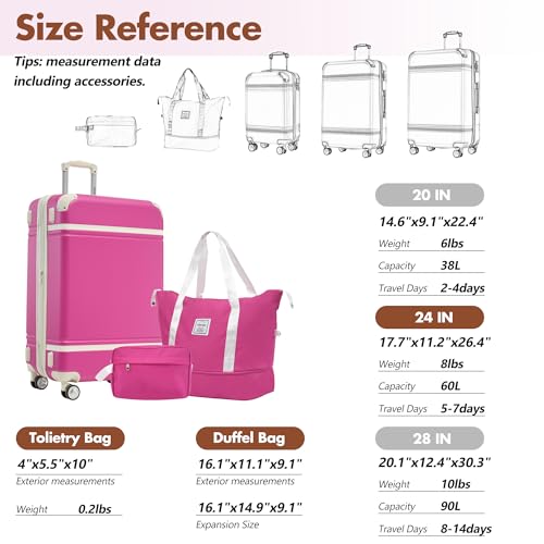 Suitcase Set 24 IN Expandable Luggage with TSA Lock Spinner Wheels (3 Count)