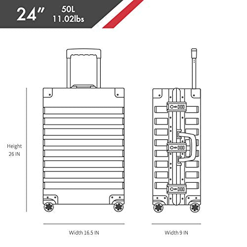 All Aluminum Luggage with TSA Locks Metal Hard Shell Zipperless Spinner Alloy Metal Suitcase