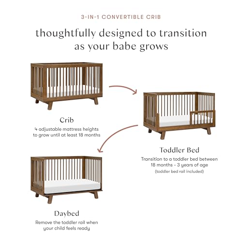 Hudson 3-in-1 Convertible Baby Crib, Natural Walnut