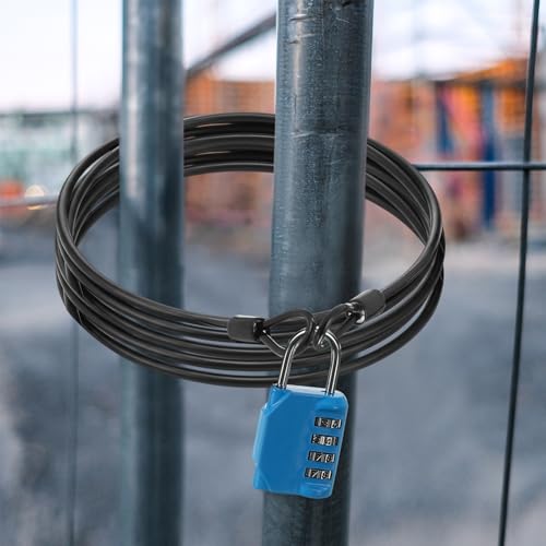 12 Pack Security Cable Luggage Lock with Loops 7 ft 3mm Braided Steel Coated Bike Cable Wire Double Loop Anti Theft Safety for U Lock (12 Count)