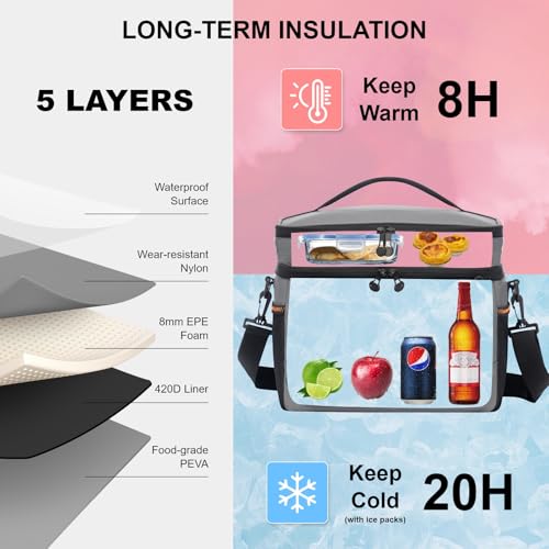 Small Cooler Bag 24 Can Insulated Lunch Box Double Deck Soft Leak (24 Count)