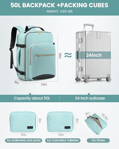 50L Travel Backpack Flight Approved Carry on Backpack