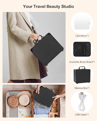 Travel Makeup Case with LED Mirror