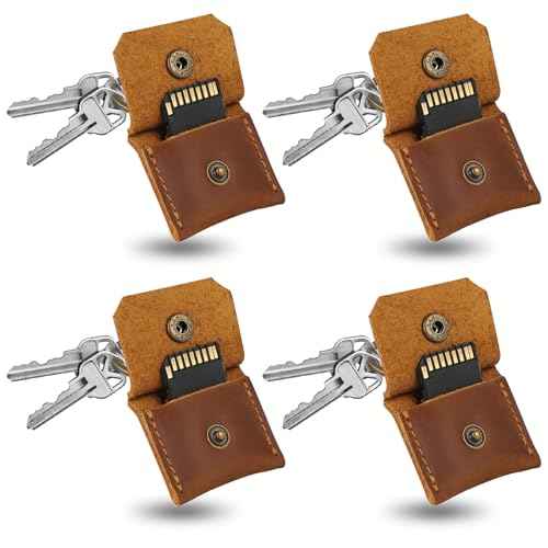 Genuine Leather SD Card Holder Keychain