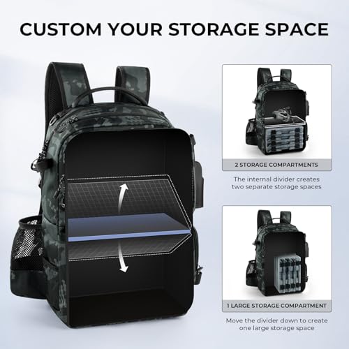 BaitSpace Fishing Backpack with Bait Binder & 2 Rod Holders
