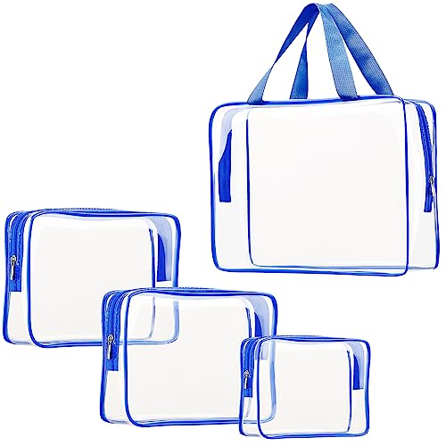 4Pcs Crystal Clear PVC Travel Toiletry Bag Kit for Women Men (4 Count)