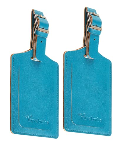 4 Pack Leather Luggage Tags for Suitcases Travel Labels (4 Count)