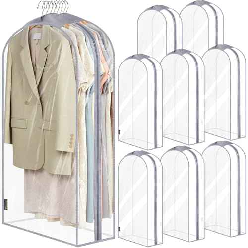 9PK Clear Garment Bags for Hanging Clothes (9 Count)