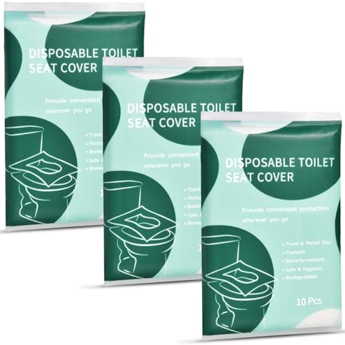 30 Pcs Disposable Flushable Paper Toilet Seat Covers Travel Supplies Essentials for Airplane