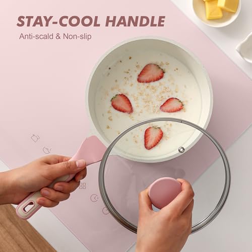 Ceramic Nonstick Saucepan with Lid 1.5 QT