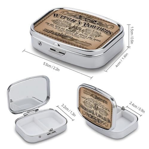 Metal 2 Compartment Pill Organizer Travel Friendly Portable Compact Pill Box Cute Pill Case to Hold Vitamins