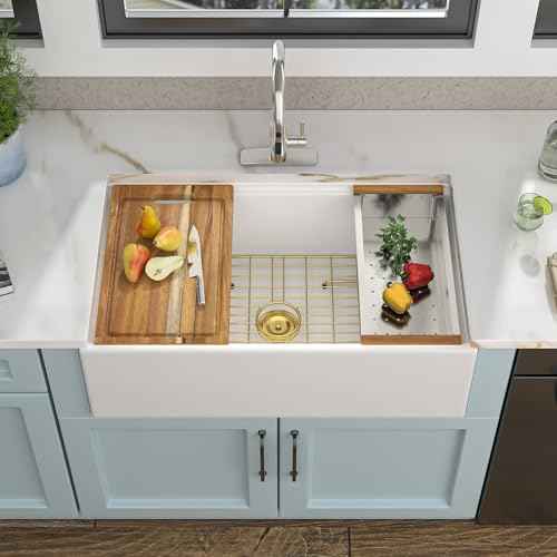 30 White Farm Sink Workstation