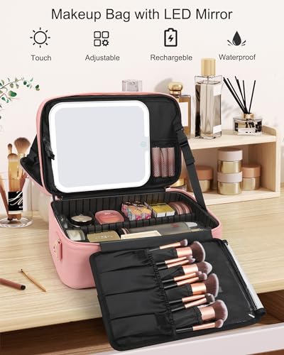 Professional Makeup Case with LED Mirror