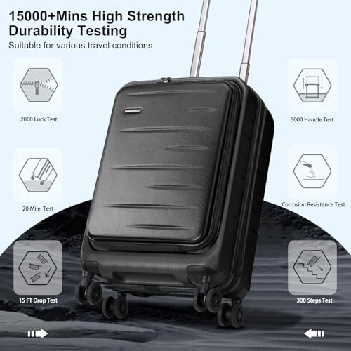 20 Inch Carry On Luggage 22×14×9 Airline Approved with Front Pocket