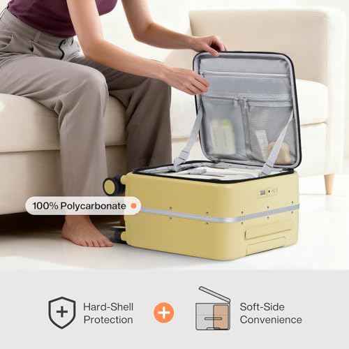 17x14x9 Carry On Luggage Underseat PC Hard Shell Suitcase Top Opening Aluminum Frame Travel Suitcases with Wheels