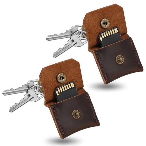 Genuine Leather SD Card Holder Keychain