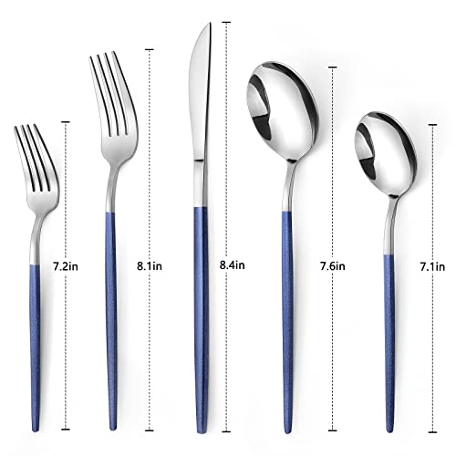 Mirror Silver Blue Silverware Set (4 Count)