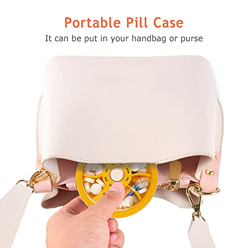 3Pack Weekly Pill Organizer Rotating Travel Pill Box for 7 Day Vitamins (3 Count)