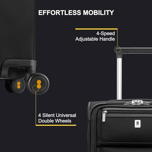 Carry On Luggage Airline Approved with Compartment Expandable Black