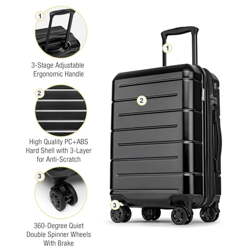 Carry On Luggage 22x14x9 Airline Approved Expandable Hardshell 20 Inch Luggage with TSA Lock Carry