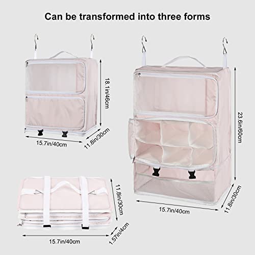 Travel Portable Hanging Shelves Closet Organizer Packing Luggage Storage with Multifunctional and Foldable Invisible Compartment