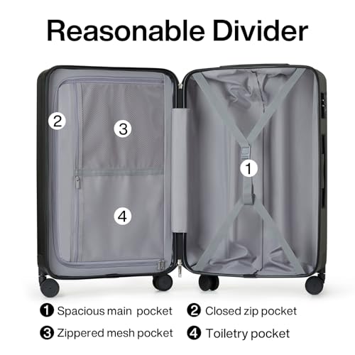 24 Inch Luggage Suitcases With Spinner Wheels Lightweight PC Hard Shell Rolling Suitcase With Travel Lock