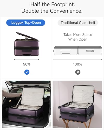 Checked Top Opening Expandable Suitcase