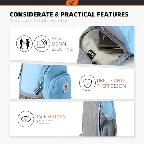 Sling Bag RFID Crossbody Sling Backpack Cross Body Shoulder Bag Travel Hiking Daypack for Women Men
