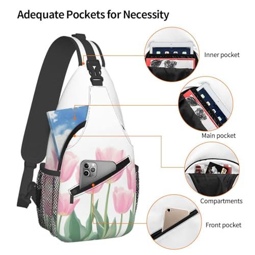 Sling Bag Tulip Flower Hiking Daypack Crossbody Shoulder Backpack Travel Chest Pack for Men Women