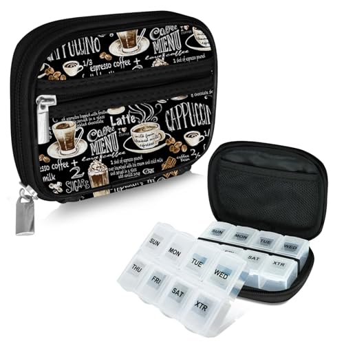 Weekly Travel Pill Organizer Pill Case for Purse with Removable 7 Day Pill Box (2 Count)