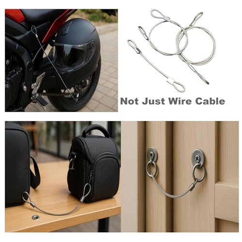 1/8"(3mm) Wire Diam Stainless Steel Cable Eyelets Loops Short Rope Lanyard Safety Tether Chain Lock with Vinyl Coated Cover, 20Pcs 6" Long Red (20 Count)