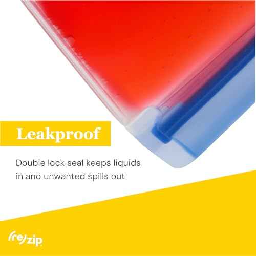 re) zip Reusable Sandwich Bags, Leakproof, 28 oz, 5-Pack, Jewel Tones (5 Count)