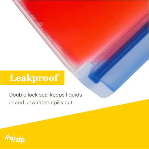 re) zip Reusable Stand-Up Snack Bags, Leakproof, 8 oz, 5-Pack, Multicolor