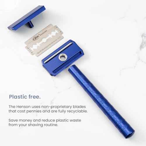 Razor Steel Blue Double Edge Safety Razor with 5 Spare Blades