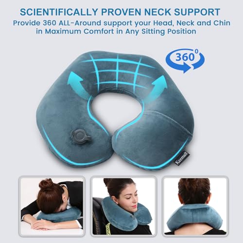 Inflatable Travel Neck Pillow for Airplane & Long Flights (2 Count)