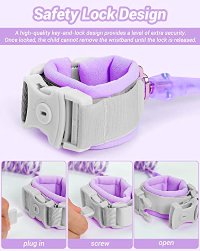 2 Pack Toddler Safety Leash with Key Lock Anti Lost Wrist Link