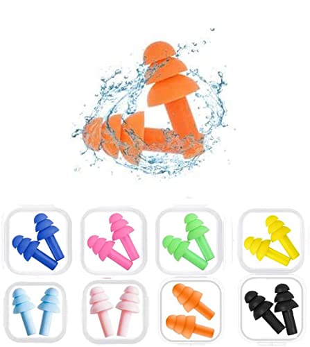 Earplugs for Sleeping Noise Cancelling Reusable Silicone Ear Plugs Suitable for Swimming Travel Snoring Airplanes Study Work Noisy Places（8Pairs） (8 Count)