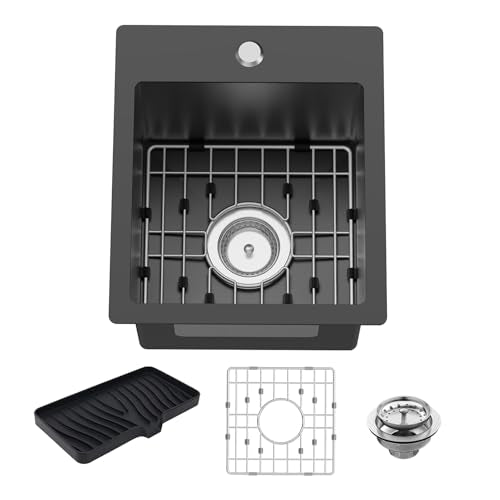 13x15In Black Stainless Steel Kitchen And Bar Sink